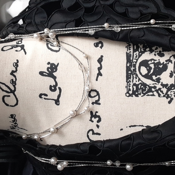 Multi - Layered long women's necklace pearls crystals - Picture 3 of 5